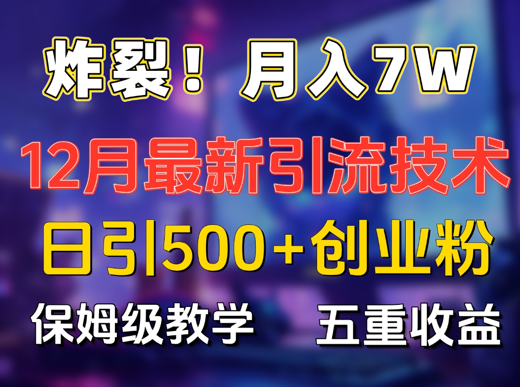 炸裂！月入7W+揭秘12月最新日引流500+精准创业粉，多重收益保姆级教学-鑫道网创圈