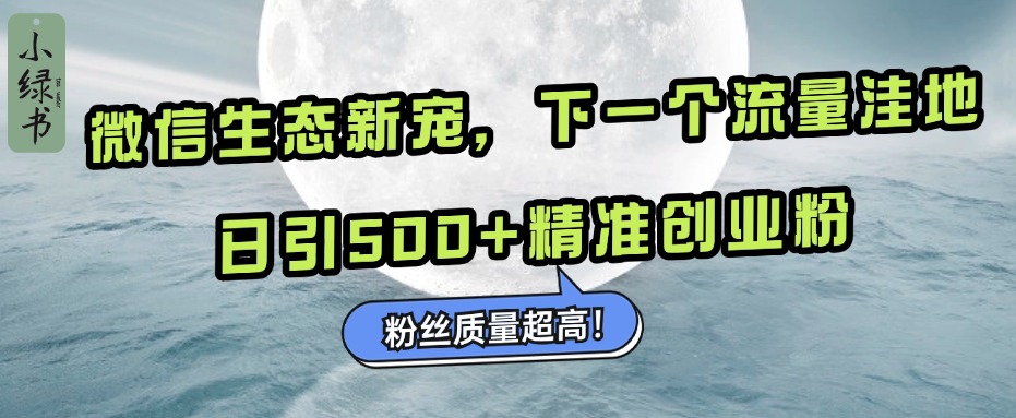 微信生态新宠小绿书：下一个流量洼地，粉丝质量超高，日引500+精准创业粉，-鑫道网创圈