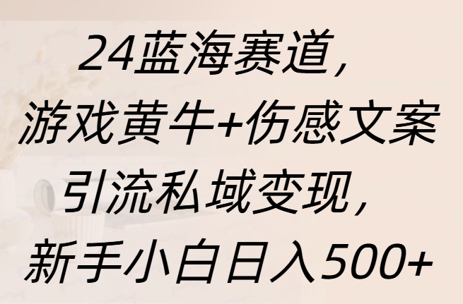 24蓝海赛道，游戏黄牛+伤感文案引流私域变现，新手日入500+-鑫道网创圈