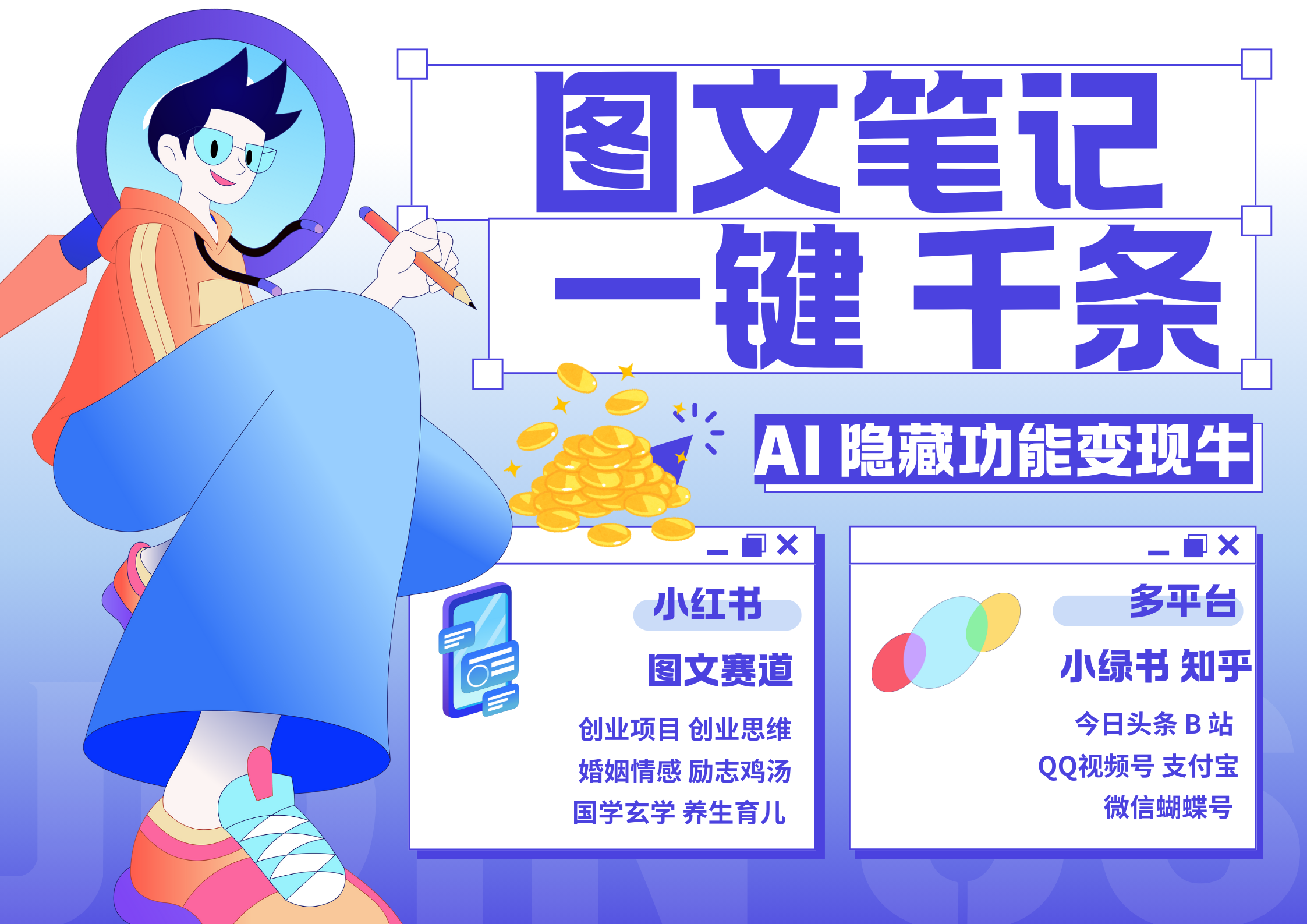 小红书小绿书 秒生图文一键千条 轻松变现3W+-鑫道网创圈